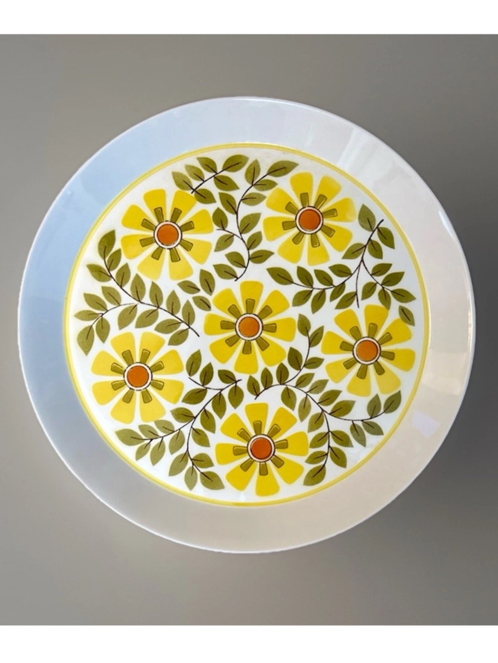 Vintage 70s Mikasa Duplex Ben Seibel TRELLIS Platter Yellow Floral Mid Century